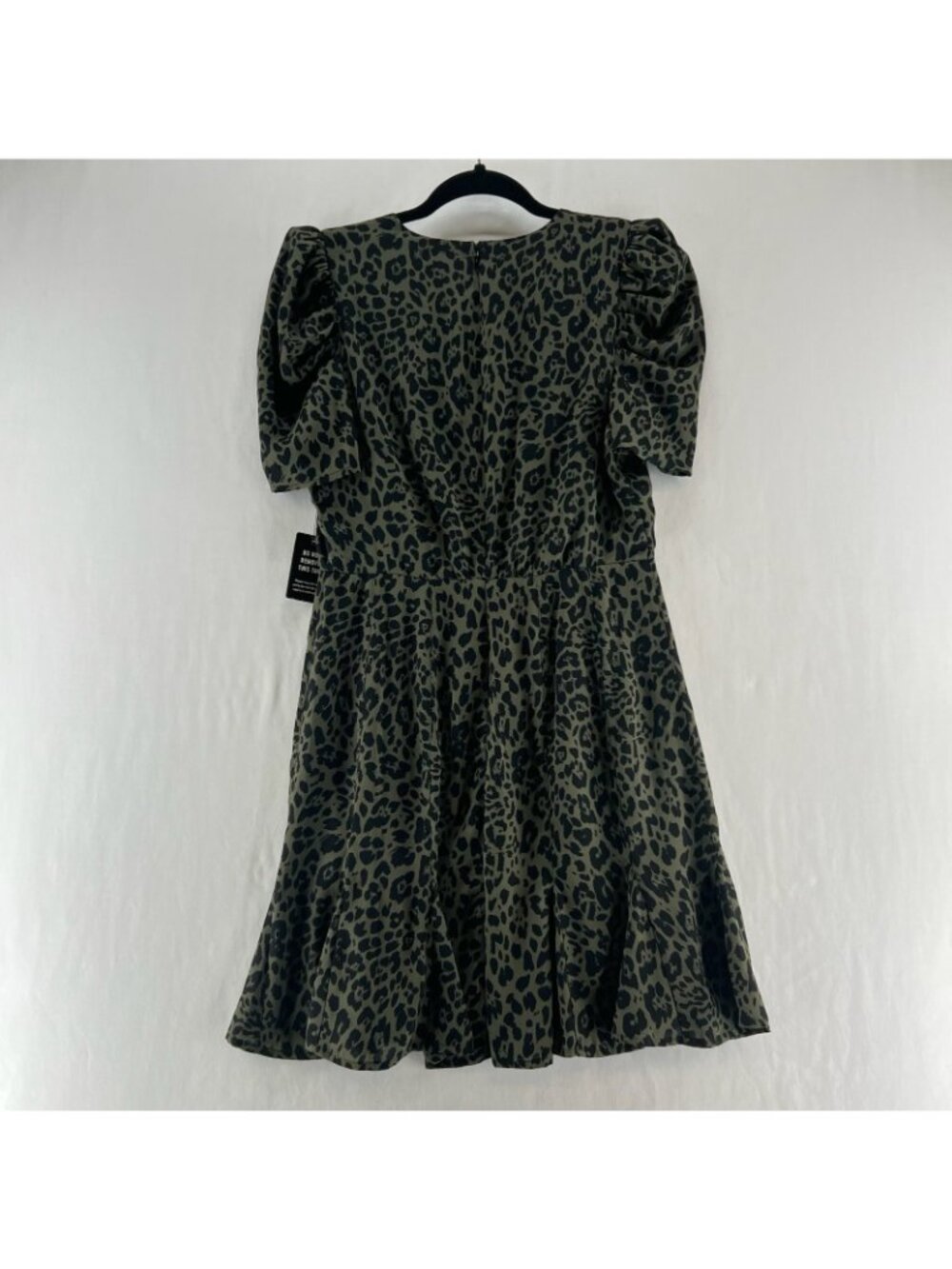 Express Olive Green and Black Leopard Print Mini Dress - Picture 2 of 16